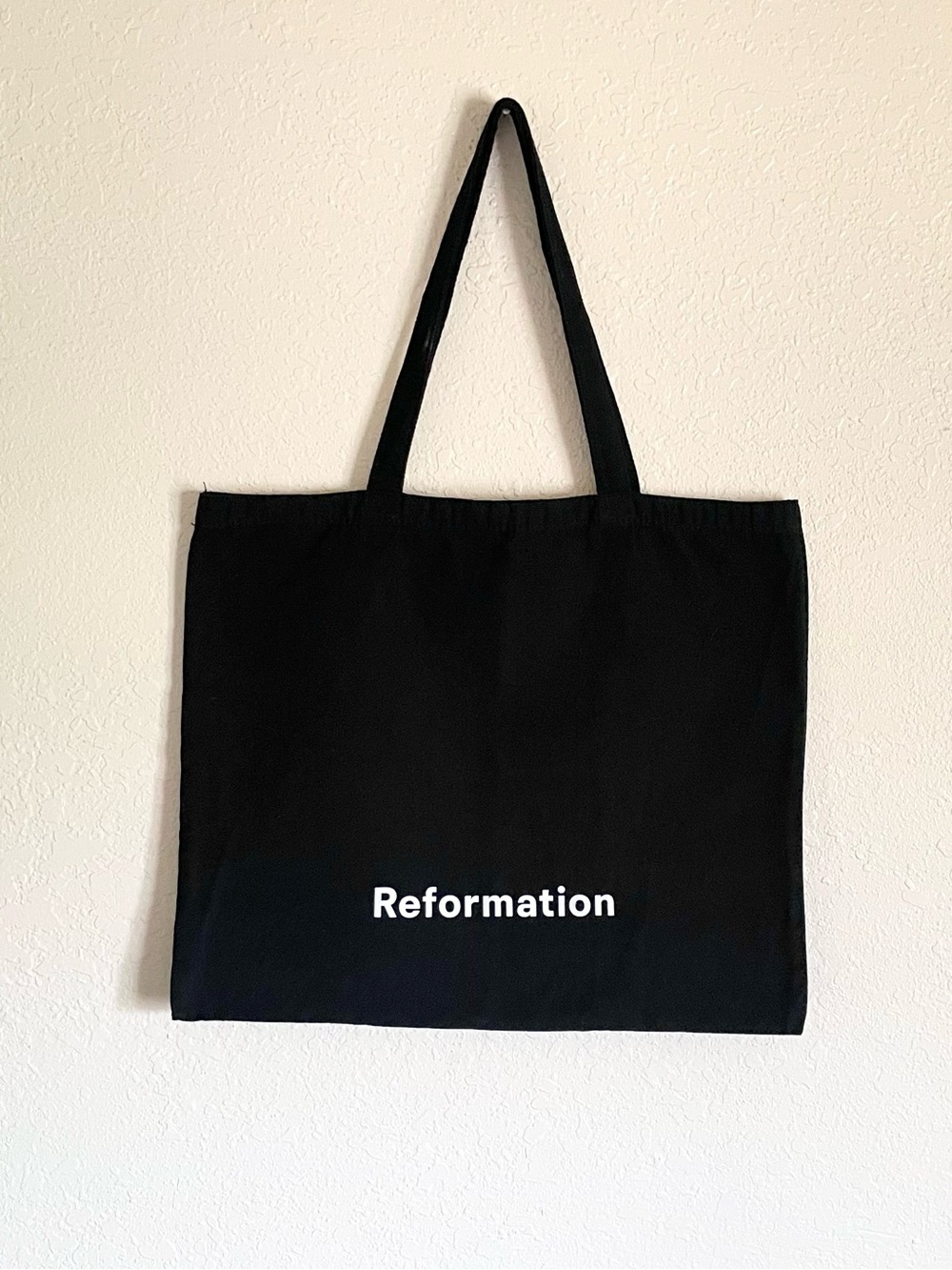 Reformation Black Branded Canvas Tote Bag
